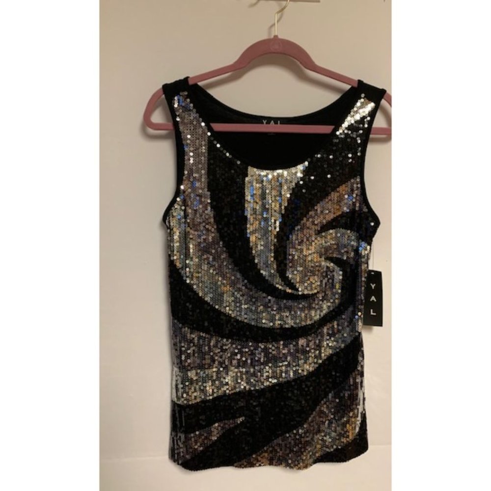 Black and Silver sequined sleeveless top